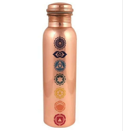 Round Dharmik Printed Copper Water Bottle