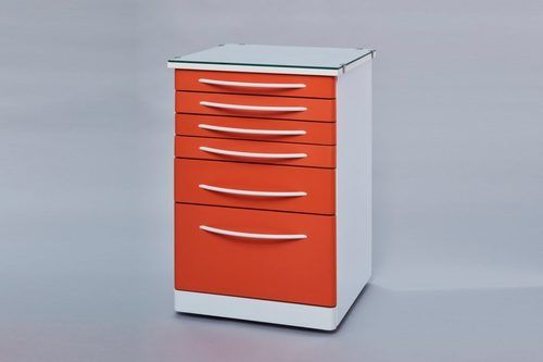 Orange And White Stainless Steel Dental Cabinet