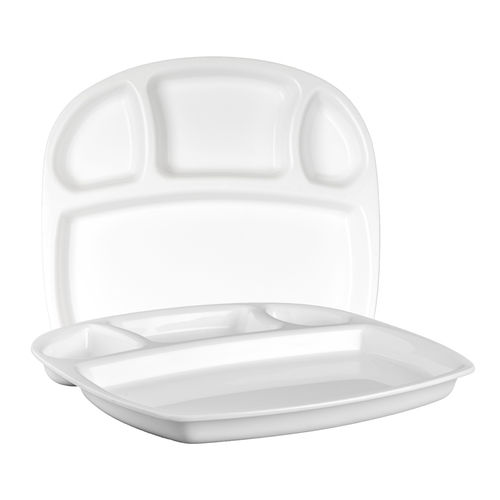 White Acrylic 4 Compartment Oval Plate