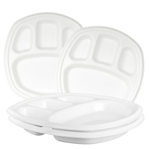 White Acrylic 5 Compartment Oval Plate