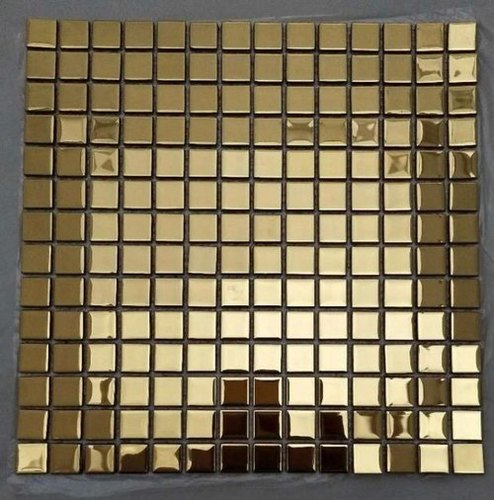 Square Edge Gold Glass Mosaic Tiles At, Glass Mosaic Tile