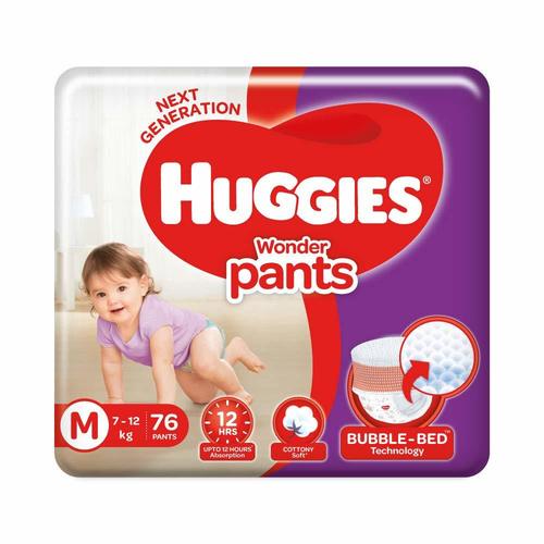 White Huggies Wonder Pant Bubble Bed Diaper