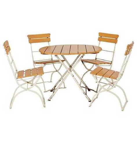 Durable Wrought Iron Dining Table And Chair For Garden