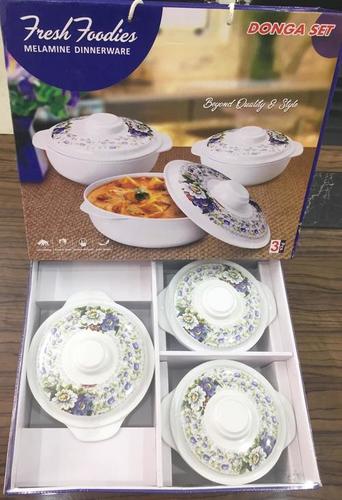 Plastic White Printed Casserole Set