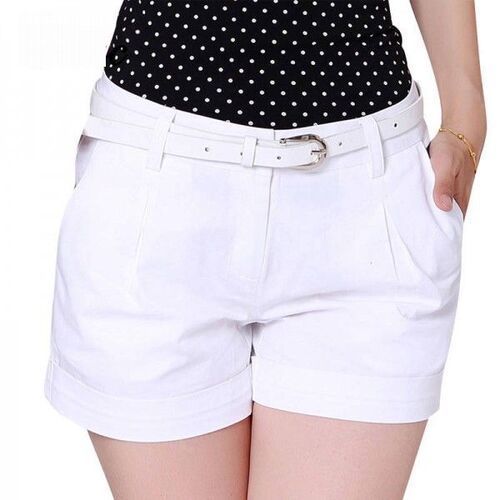 All White Color Ladies Casual Shorts