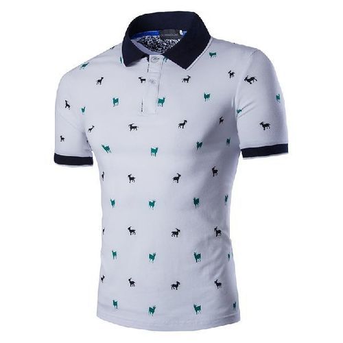 White Mens Printed Polo T Shirts