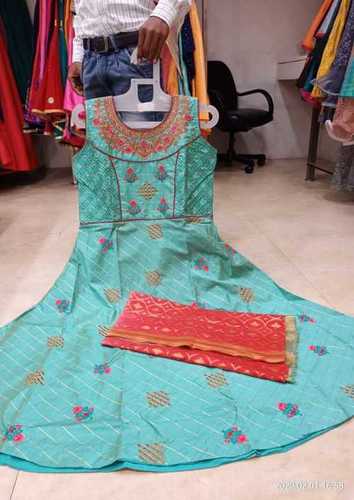 Kids Sleeveless Embroidered Gown