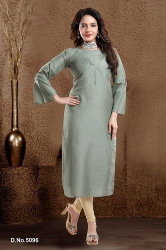 Ladies Designer Flair Sleeves Kurti Decoration Material: Sequins