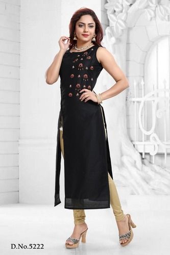 Black Ladies Designer Art Silk Kurti