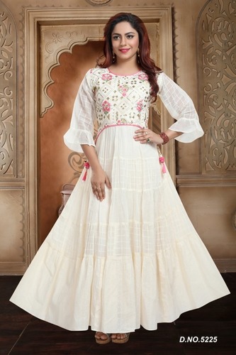 VRINDAVAN FASHION LC 935 WHITE GOWN IN SINGLE PIECE
