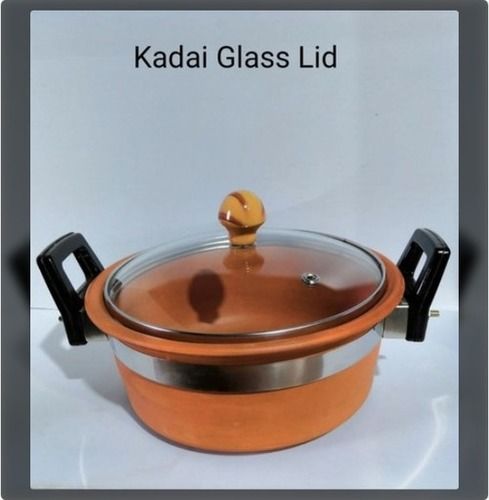 Red Clay Kadai with Glass Lid