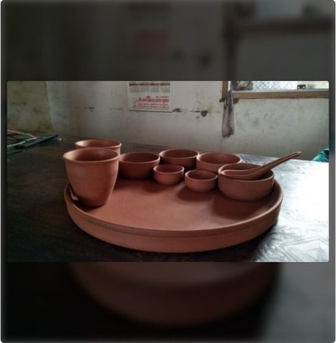 Red Clay Plain Thali Set