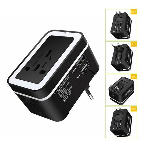 201 Travel Adapter International Universal Power Adapter All-In-One Efficiency: Double Charging Port: Dual Usb Port