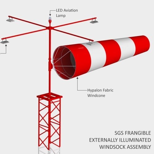 Frangible Illuminated Windsock Assembly