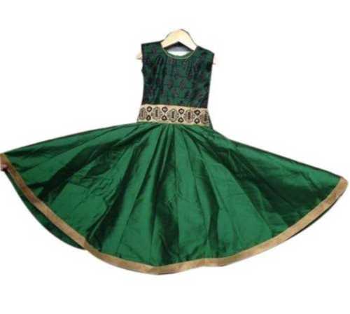 Summer Green Color Ladies Silk Dress