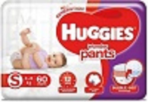 Huggies Baby Super Pants Diapers - Cotton, Size S, Ivory White | 12-Hour Leak Protection, Color-Changing Wetness Indicator, Umbilical Cord Cutout, Fragrance, Lotion, and Paraben Free