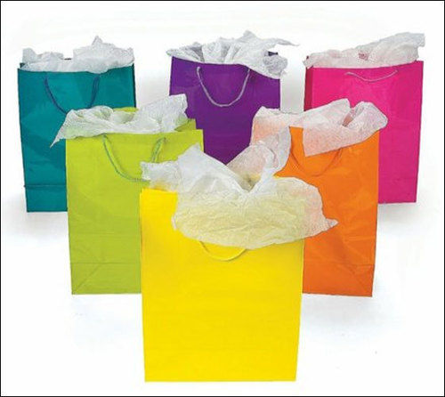 Multicolor Fine Finish Plain Paper Shopping Bags