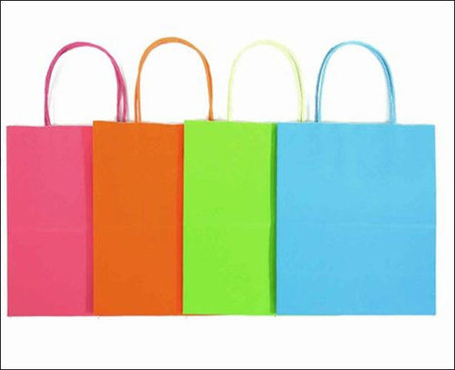 Multicolor Plain Paper Shopping Bags