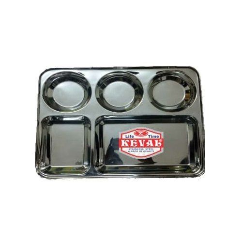 Silver 5 In 1 Delux Ss Compartment Thali