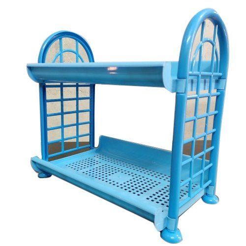 2 Shelves Blue Plastic Kitchen Rack Indoor Furniture