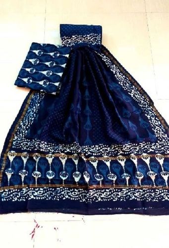 Various Colors Are Available Chanderi Silk Top And Dupatta With Cotton Bottom Dress Material