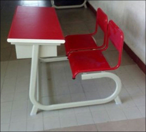 Red Mild Steel School Desk Benches