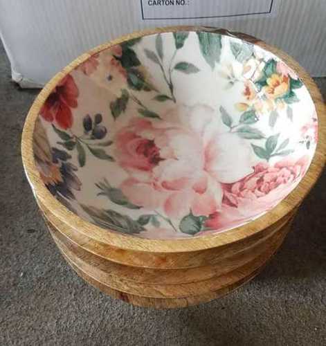 Multicolour Printed Mango Wood Bowl