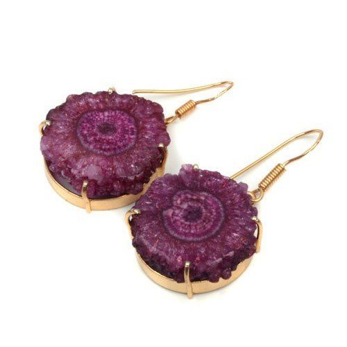 Solar Quartz Gold Plated Dangle Earrings