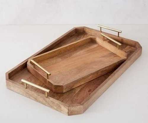 Natural Brown Solid Wooden Serving Trays