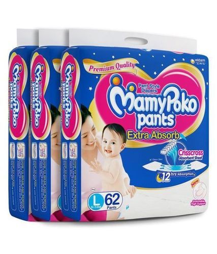 MamyPoko Pants - Cotton Material, Suitable for Newborns and Above | 10 Hours Absorption, Easy to Wear and Remove, Crisscross Absorbent Sheet