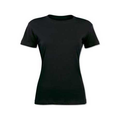 Cotton Black Color Short Sleeves Ladies T-Shirt