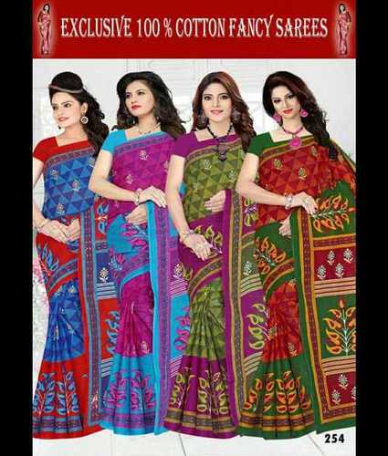 Exclusive 100% Pure Cotton Fancy Printed Saree