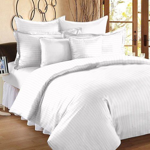 Shrink Resistant Luxury Premium Cotton Satin Striped Double Bed Sheets