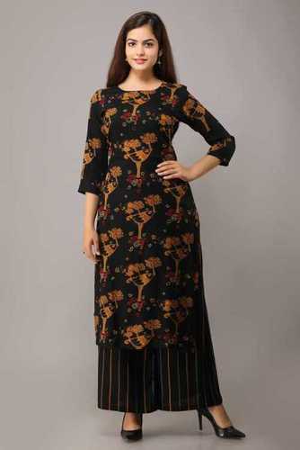 Black Designer Knee Length Kurti