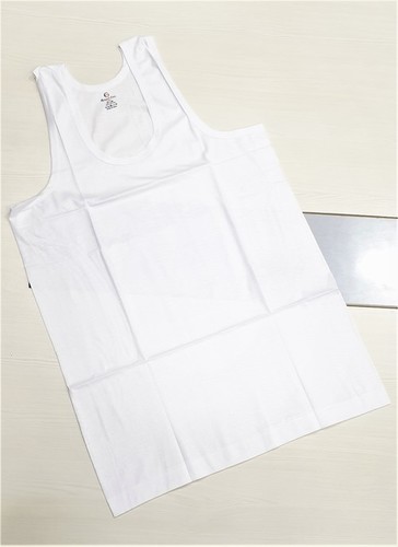 Plain Pure Cotton White Vest For Men