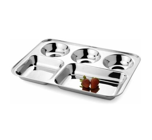 Silver 5 Compartment Plate Stainless Steel