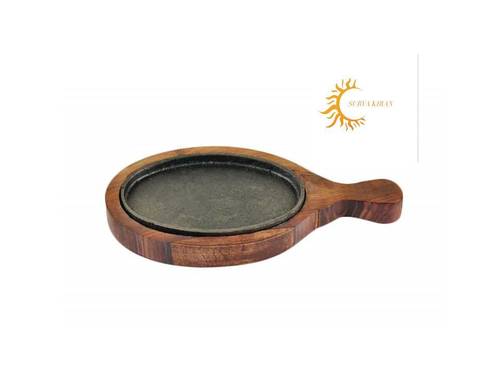 Brown Round Shape Tray With Handle