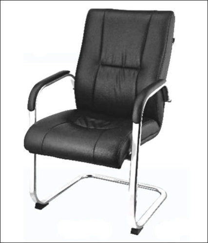 Black Synthetic Leather Office Visitor Chairs