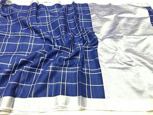 Check Pattern Linen Saree
