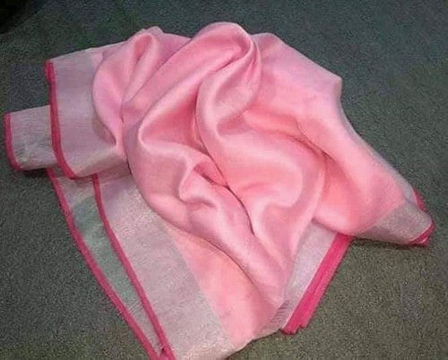 Pink Linen Ladies Saree
