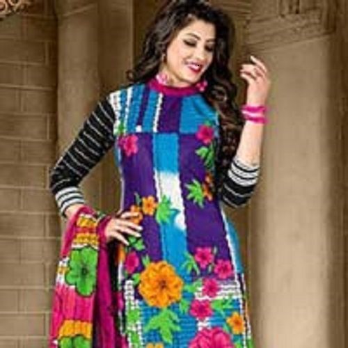 Designer Printed Cotton Churidar Suit