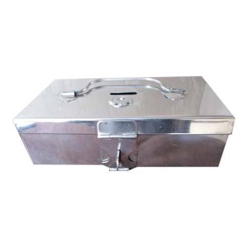 Silver Gi Sheet Rectangular Cash Box