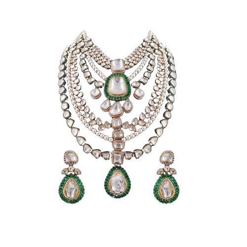 Fancy Bridal Necklace Set - Handmade Modern Design, Elegant Wedding Wear in Luxurious Packaging