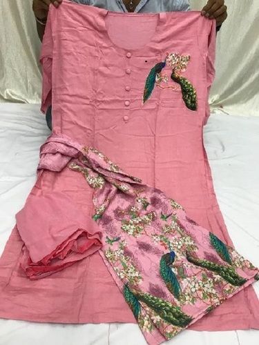 Pink Kurti Palazzo With Chiffon Dupatta