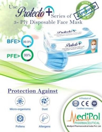 Protecto Plus 3 Ply Disposable Face Mask