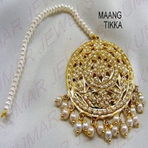 Big Round Pearl Beaded Jadau Tikka Hair Head Jewellery Gender: Women