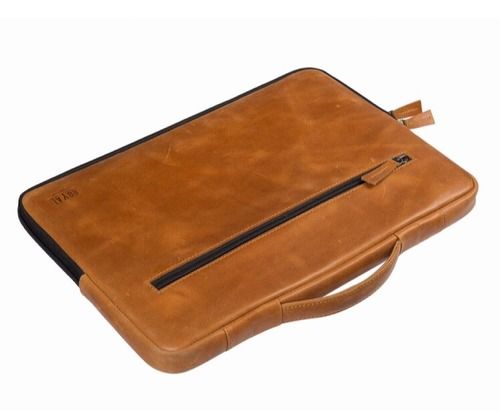 Tan Full Grain Genuine Leather Laptop Sleeve