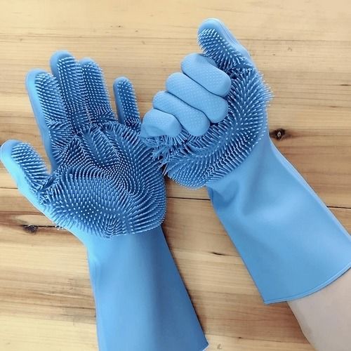 Blue Silicone Dish Washing Gloves