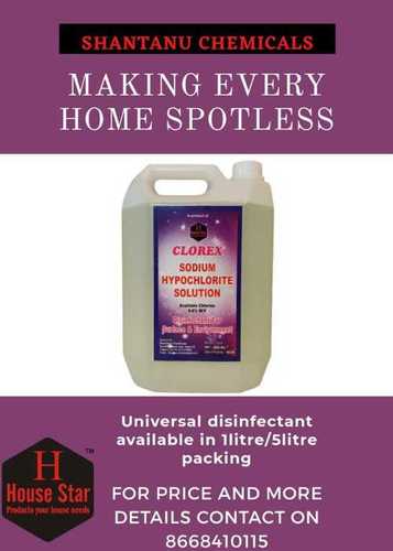 Clorex Sodium Hypochlorite Disinfectant 5 Ltr Application: Surface