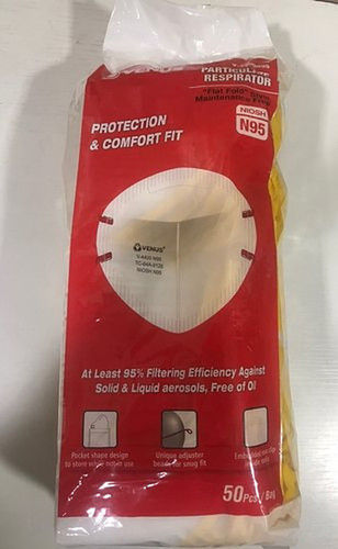 N95 Face Mask - Non-Woven Material, Large Size, White Color | Antiseptic, Hygienically Processed, Ideal for Adults in Clinical and Laboratory Settings